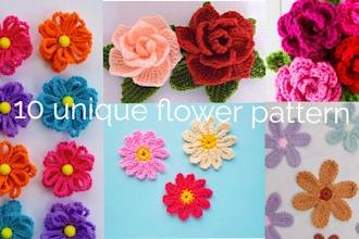 crochet 10 unique flower patterns for your etsy store