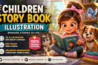 draw children story book illustration and children book illustration for KDP