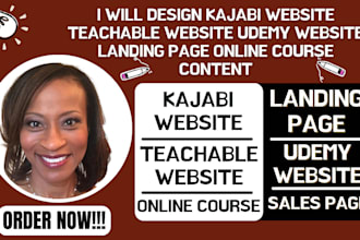 design kajabi website teachable website udemy landing page online course content