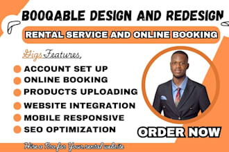 develop booqable rental service website, online booking, booqable website design