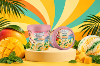 design ice cream cups, frozen food and chocolate packaging