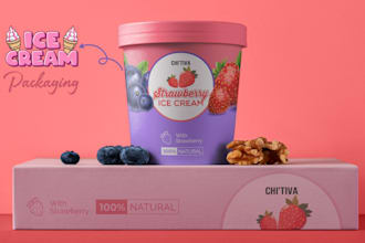 design ice cream cups, frozen food and chocolate packaging