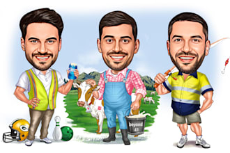 make a custom cartoon caricature for you, digital caricature