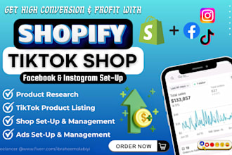 setup facebook shop, tiktok shop, instagram shop, tiktok ads, shopify marketing