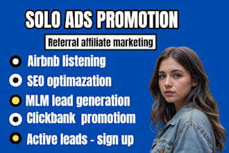 do organic solo ads promotion affiliate marketing mlm leads generation