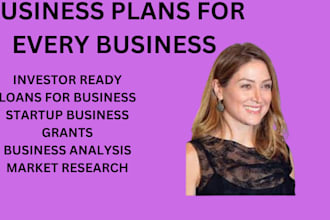 write an investor ready business plan for startup, grants, loans and proposal