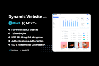 develop react next js website with tailwind CSS and shadcn