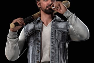 optimize 3d game character, 3d topology, realistic texture, rig 3d ue5, animate