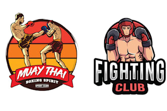 create vintage boxing fitness and fighting club logo