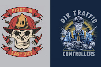 make barbeque firefighter skull emblem logo design
