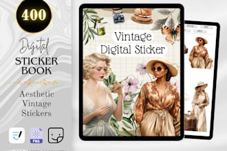 create digital stickers for digital planner journal or etsy
