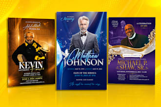 design funeral flyer, funeral program, obituary program, memorial card in 4 hrs