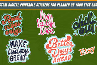 design digital stickers for digital planner and journal for etsy shop sticker