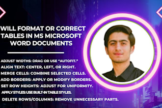 format or correct tables in ms microsoft word documents