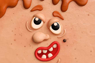 make a clay portrait in cartoon style, 3d art