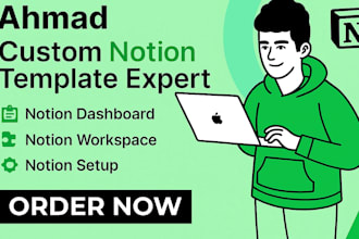 design custom notion template, dashboard, and workspace setup