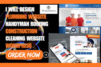 create a plumbing website handyman, roofing, construction, cleaning wordpress