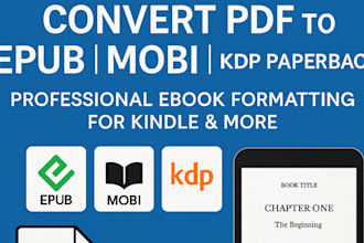 convert PDF to epub, mobi, KDP paperback, and format your ebook