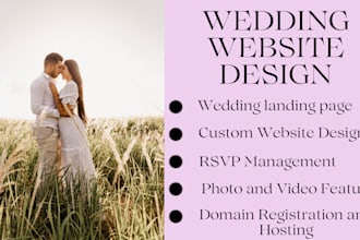 design a wedding landing page, wedding website for digital invitation and rsvp