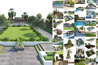 design backyard and landscape with 3d environment and 3d printing