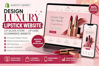 design luxury lipstick website lip gloss shopify store lip care ecommerce store