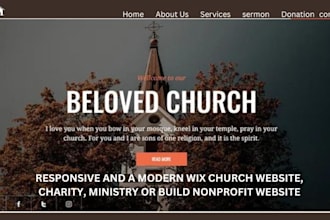 modern church website, ministry donation nonprofit website using wix