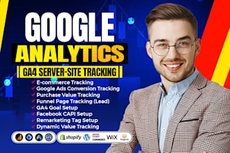setup google analytics 4, facebook pixel conversion API, ga4 ecommerce tracking