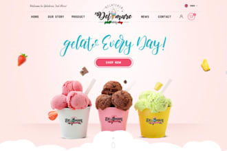 design ice cream store chocolate cookies cake candy store dessert website