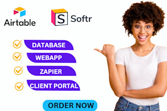 build website softr client portal airtable databas design zapier integration