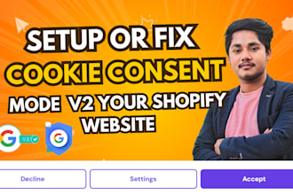 setup or fix cookie consent mode v2 banner on  website