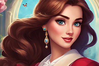 design a beautiful disney style portraits
