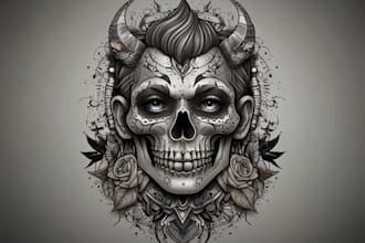 design line art traditional tattoo and tshirt design