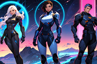make sci fi character art and sci fi art, or concept art