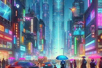create futuristic cyberpunk city for you