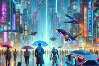make futuristic cyberpunk city and scifi concept art