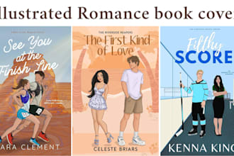 illustrate romance book cover design, young adult and ebook novel cover
