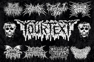 create death, black metal, grindcore, hardcore band logo