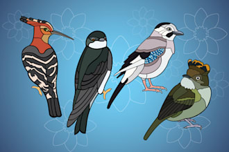 draw amazing vector birds in a unique style