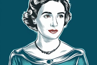draw a custom portrait in linocut style