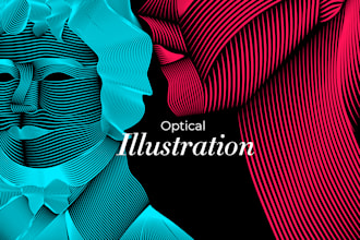 realize optical illustration of people, animals, geometries