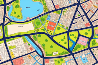 create vector map, city map, site map, event map in illustration