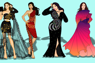 create custom digital fashion illustrations for designers and clothing brands