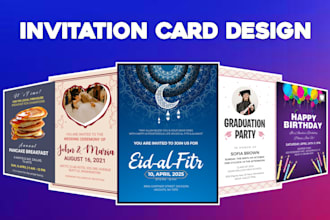 design custom invitation card weddings, birthdays and poster