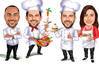 create an amazing chef caricature cartoon for your business