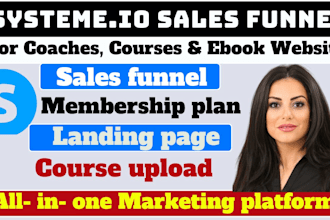 systeme io sales funnel, membership setup for coaching, course, ebook website