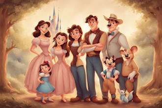 design a professional disney family portrait