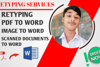 retype any document, image to ms word, pdf to ms word