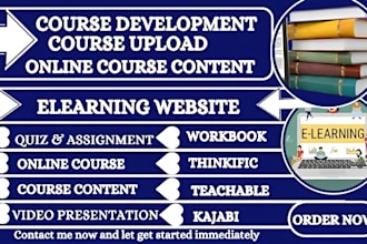 build modern thinkific, teachable, kajabi website for online course and digital