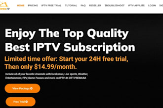 design modern iptv website for iptv web player, wordpress iptv reseller website