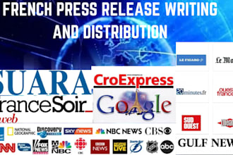 write and distribute press releases to french  spanish and europe